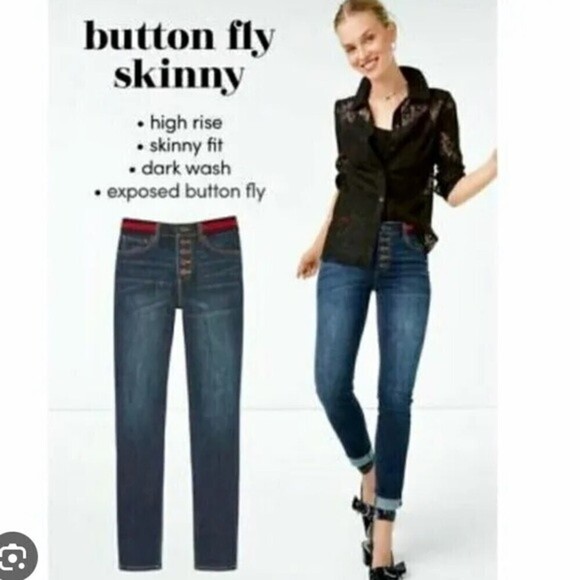 Cabi Button Fly Skinny Jeans Women's Stretch Button Front Denim Pants - Picture 11 of 11